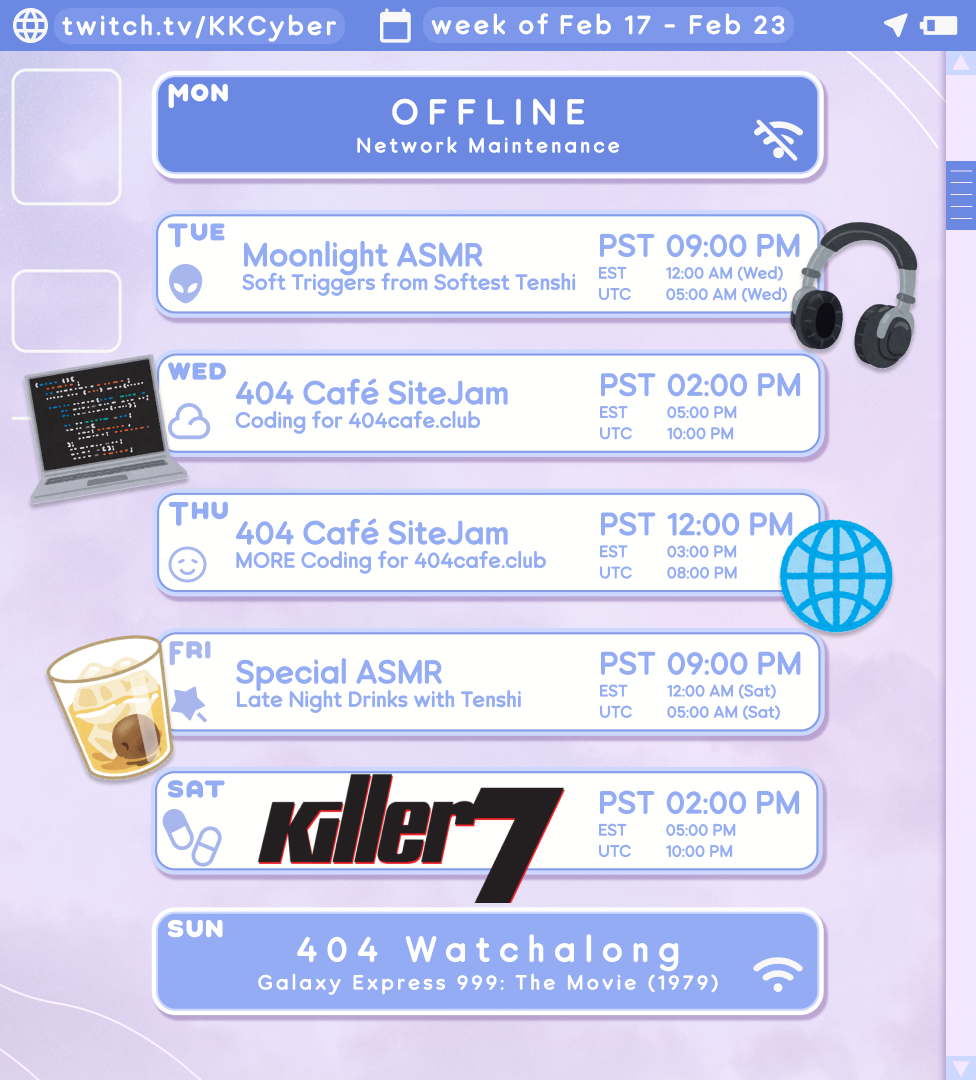 KKCYBER weekly schedule